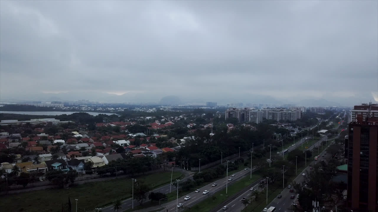 Busy Highway in Rio De Janeiro on a cloudy day.