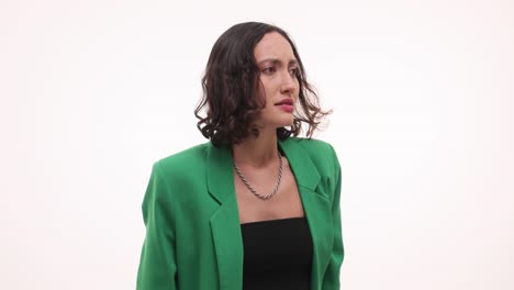 woman showing various expressions of distress, sadness, and shock
