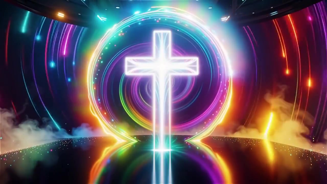 Croce Cristiana Luce Celestiale Sfondo per il Culto.