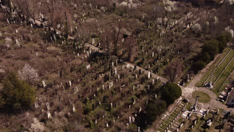 aerial view of abandoned jewish cemetery