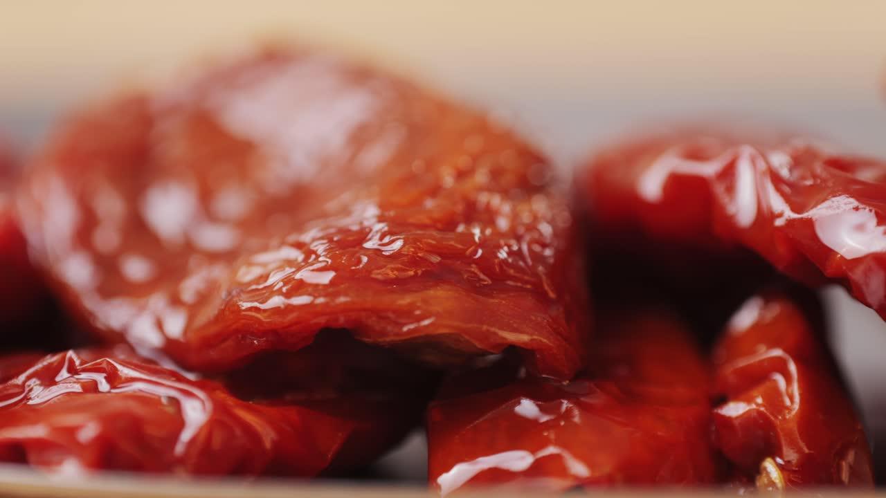 Dried tomatoes close up, Italian restaurant with traditional food, Spanish cuisine, delicious tapas and white wine, bruschetta with cheese, olives dry tomatoes and tasty sandwich bar appetizer, buffet