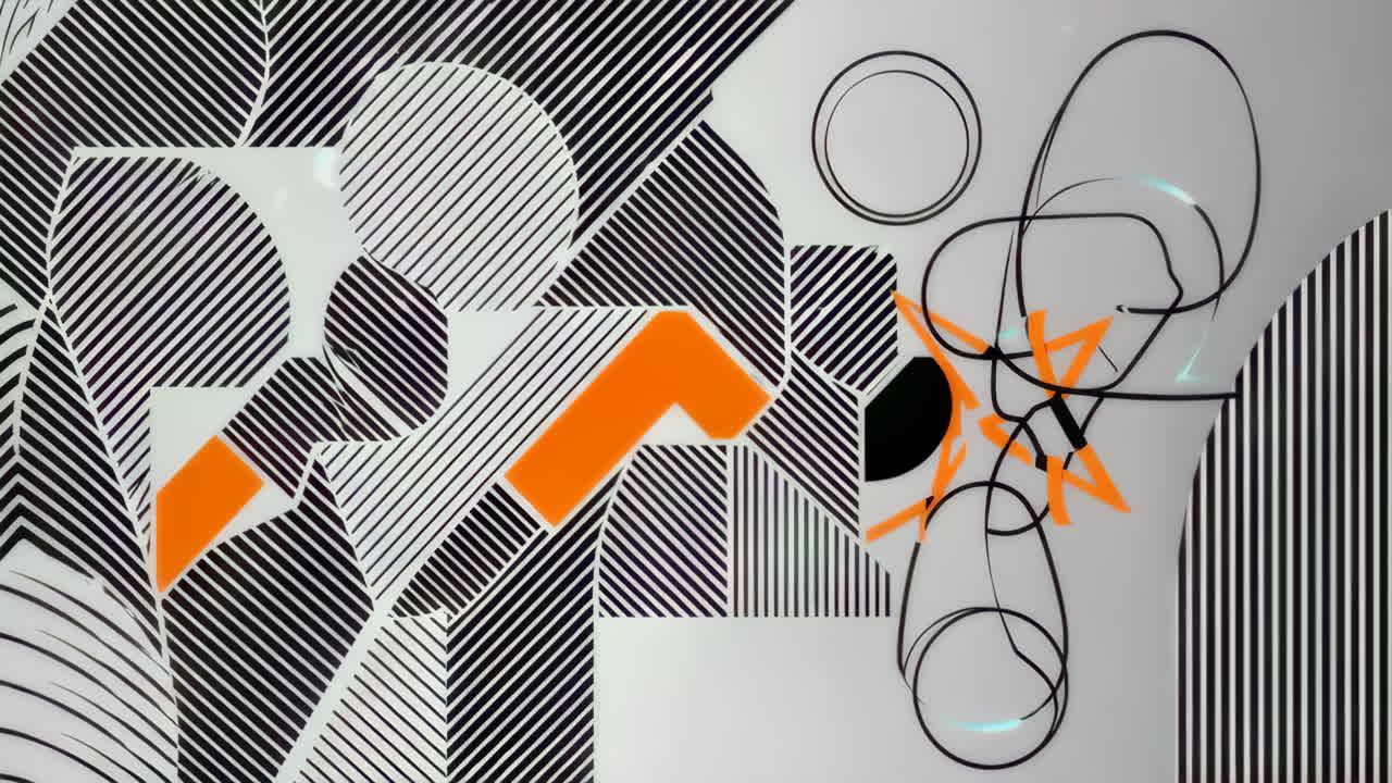 Abstract Geometric Pattern with Stripes and Orange Accents