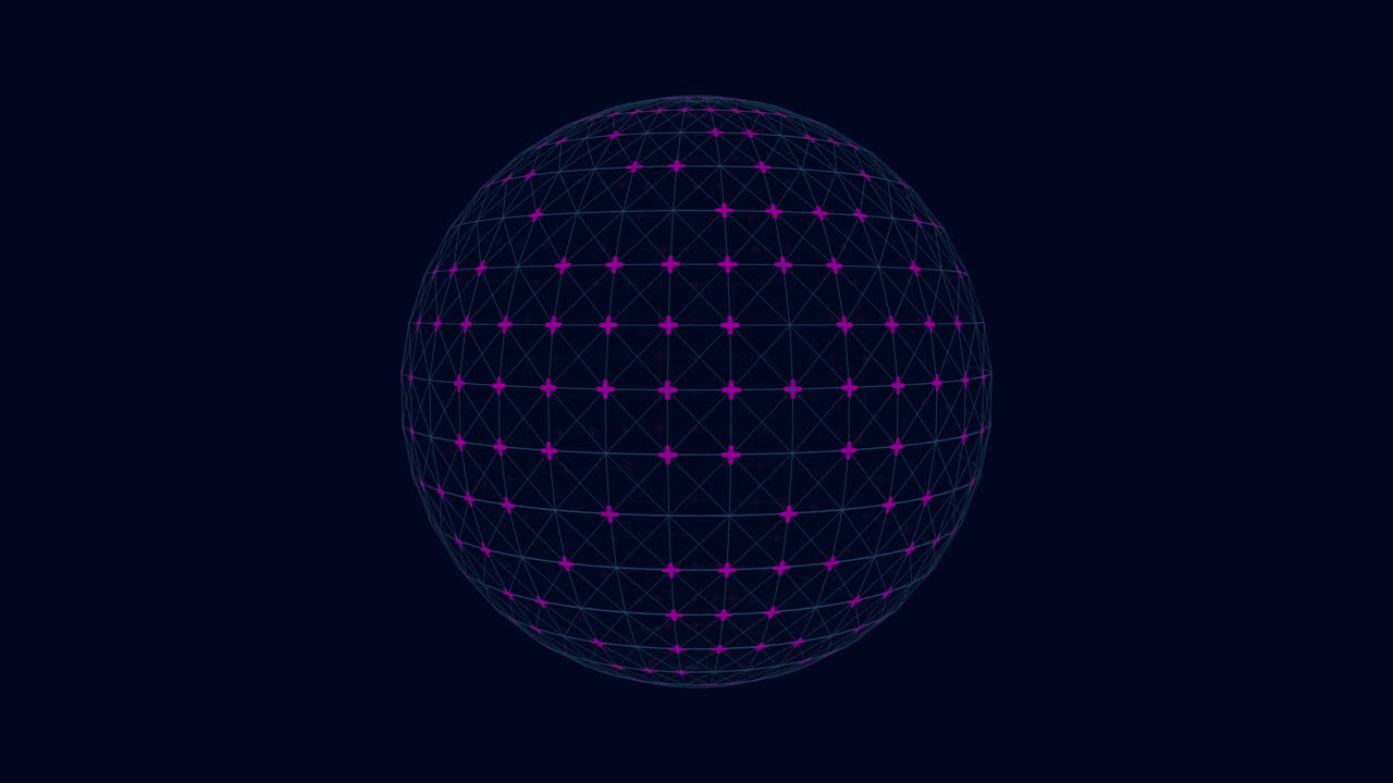 esfera azul flotante con patrón de cuadrícula