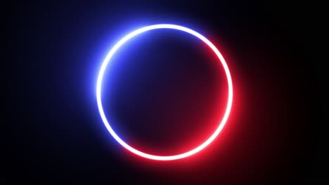 Neon-abstract-background-with-red-and-blue-lights-moving-around-in-circle