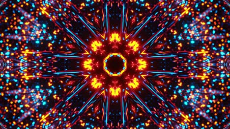 colorful abstract pattern with stars and lights. kaleidoscope vj loop