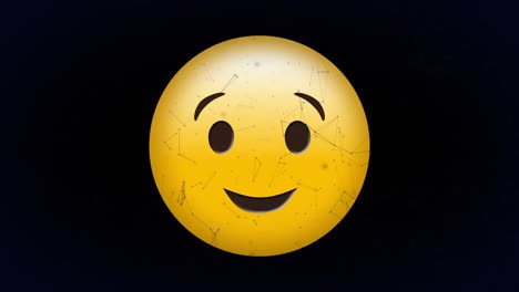 animazione digitale di una rete di connessioni che galleggia sopra un'emoji a faccia ammiccante su sfondo nero