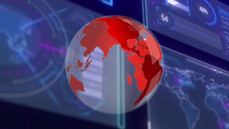 animation of globe and data processing on interface