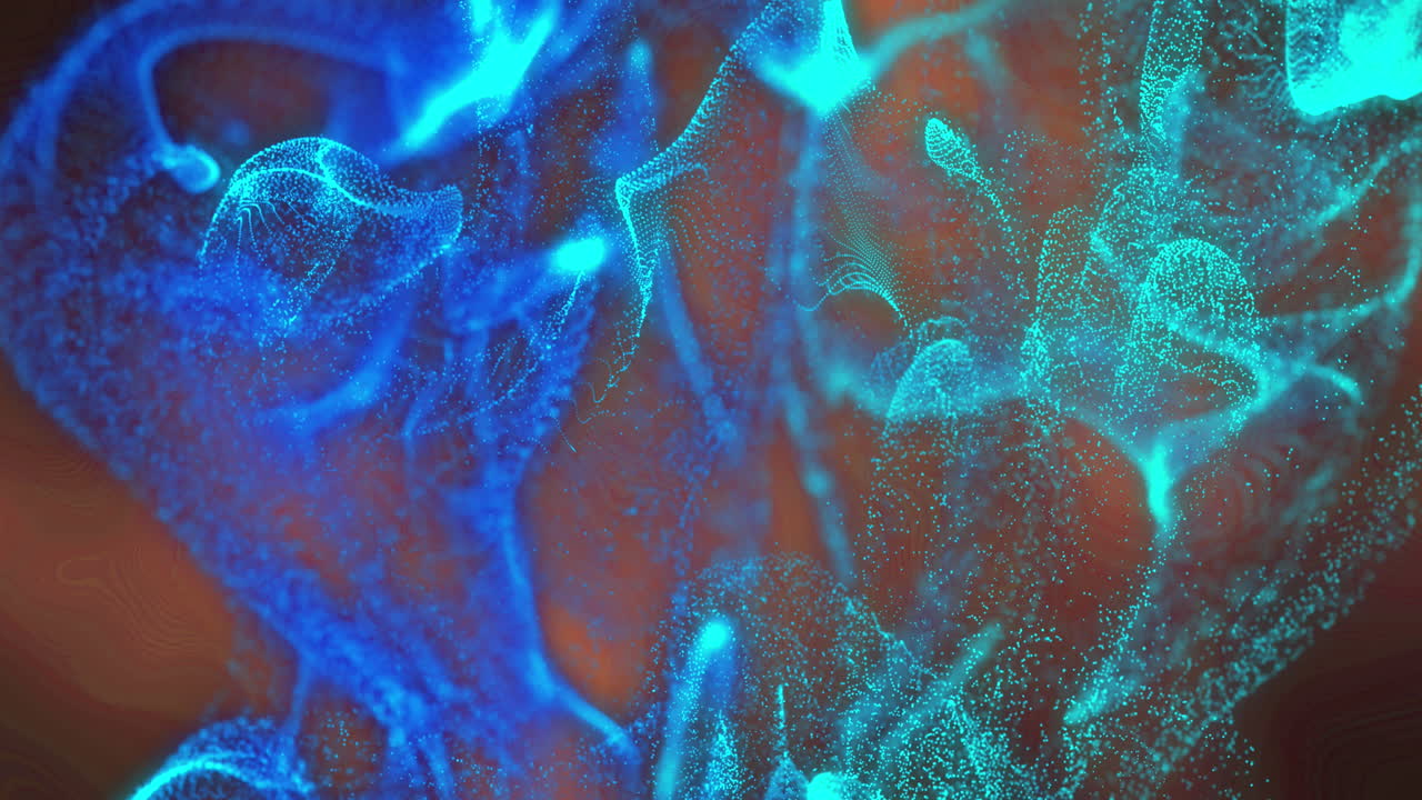 animación de luces brillantes en movimiento y ondas sobre un fondo negro