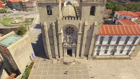 aerial view of porto cathedral and square