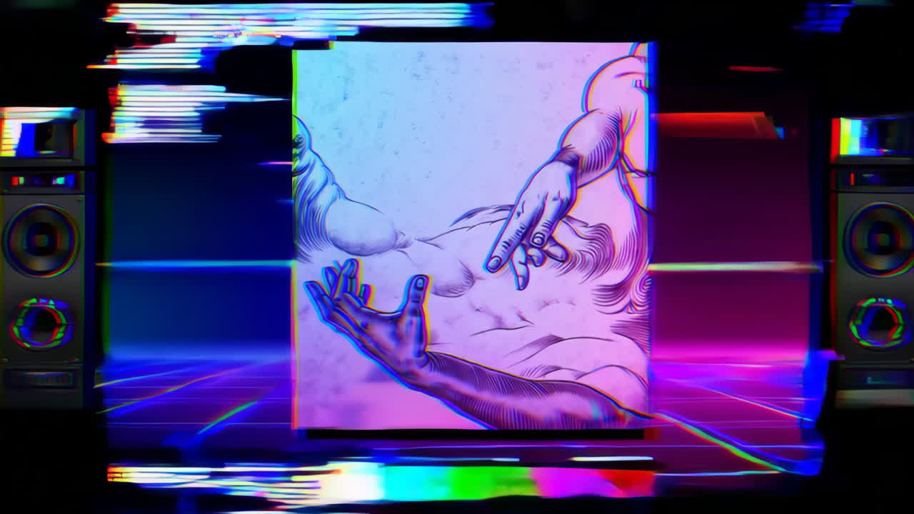 Vaporwave Glitch Art: Creation of Adam Inspired Piece