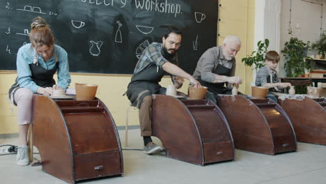 pottery class in progress