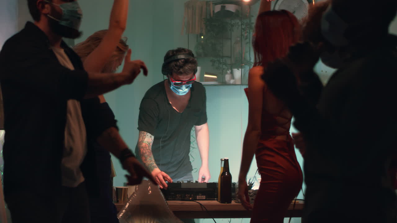 Party in a Home with Masks