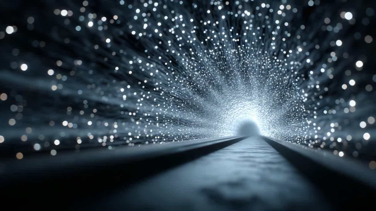 A Mesmerizing Journey Through a Luminescent Tunnel Filled with Sparkling Lights and a Dazzling Sense of Depth, Inviting Exploration into the Unknown