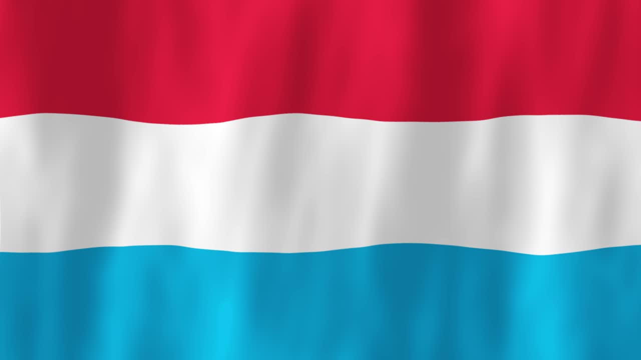 Luxembourg flag country animation 3D symbol design waving in wind movement national patriotism world culture emblem banner republic Western Europe red white blue stripes Grand Duchy of Luxembourg