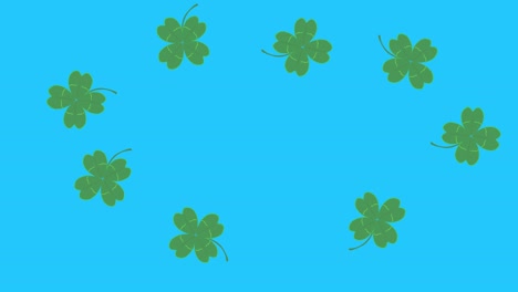 green lucky leaves animation on blue screen chroma key, graphic source elements