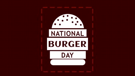 animation. drawn sandwich, burger icon. symbol of national burger day, framed, on brown background