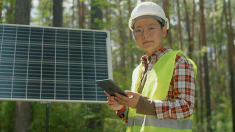 woman working in solar array