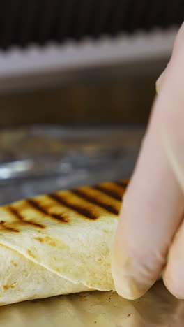 preparing a grilled wrap