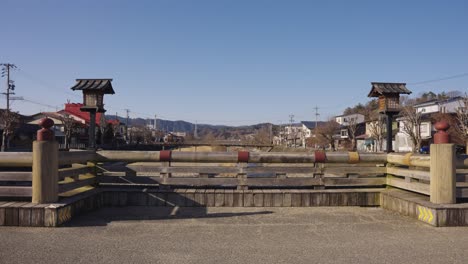 old takayama bridge in gifu japan, used for festivals in the summer time