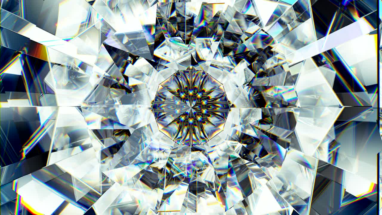 un diamante brillante que gira en un bucle sin costuras. caleidoscopio