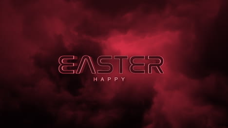 monochrome happy easter on red gradient