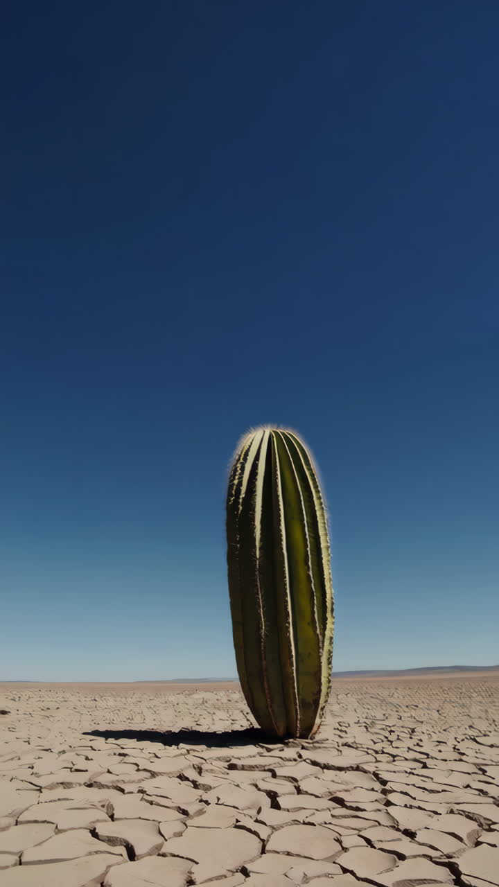 Lonely Cactus in a Dry Desert Landscape