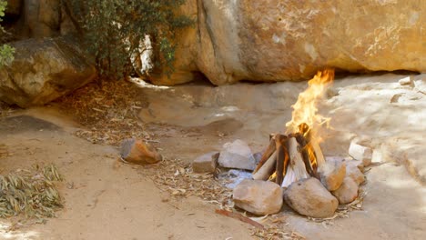 fuego de campamento ardiendo en el campo 4k