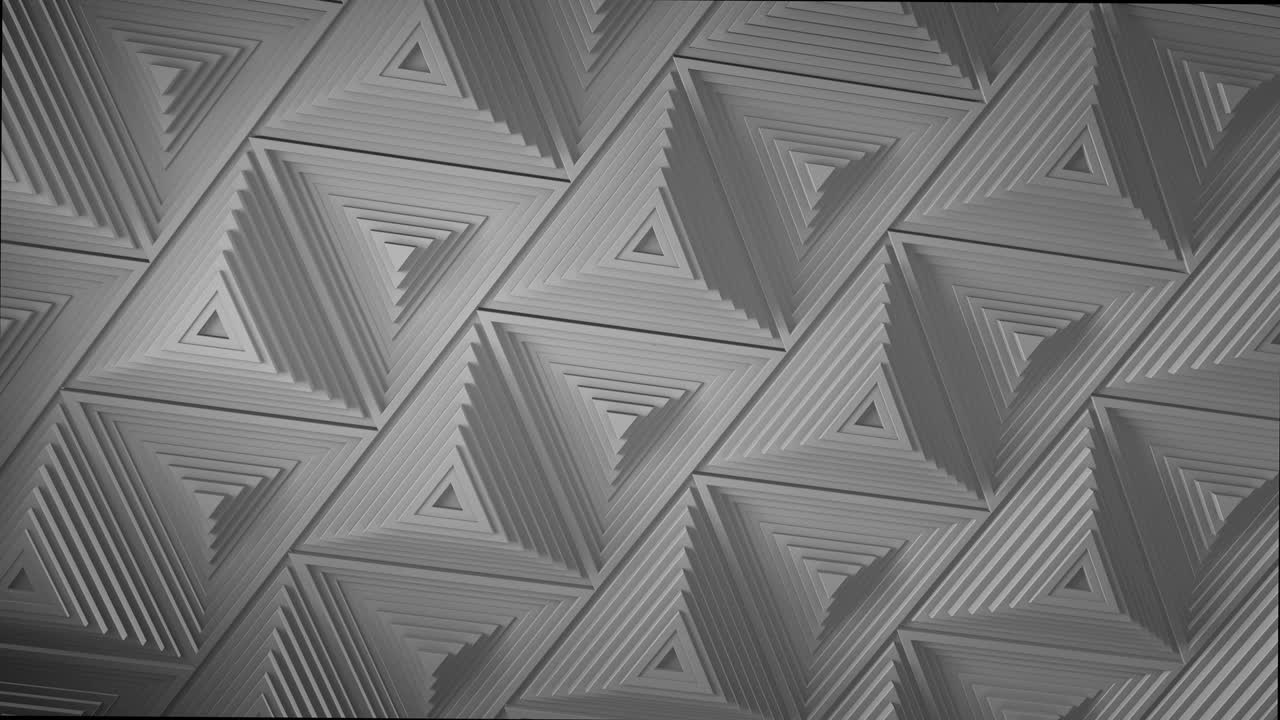 white minimalism. A mosaic surface with moving black triangles. Abstract geometric background. Cells. Wave. Loop animation. 4K. 3d. Animation for a business presentation