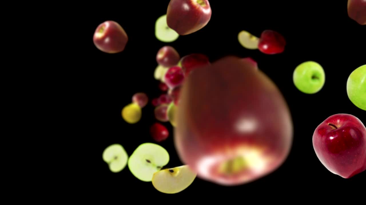 Falling Little Apples Background, Loop, with Alpha Channel