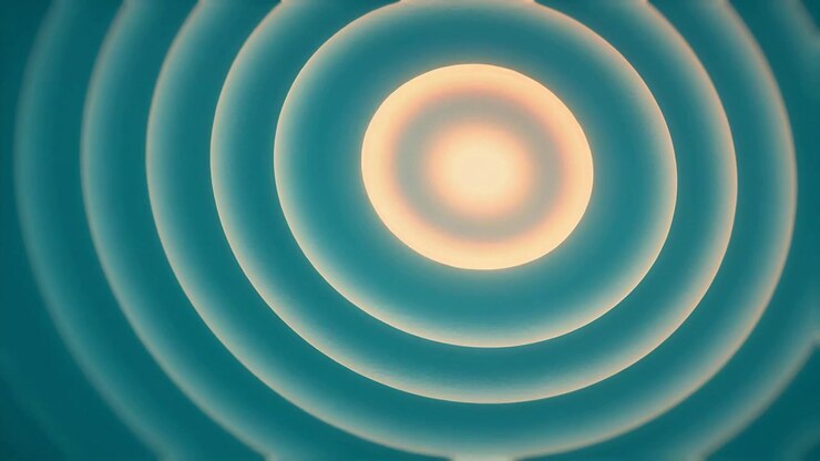 Glowing core pulsing while concentric rings rippling across deep teal field, AI-generated
