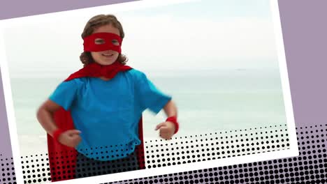 un niño jugando al superhéroe.