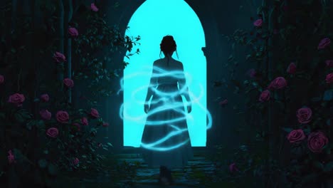 Mystical Archway with Glowing Silhouette
