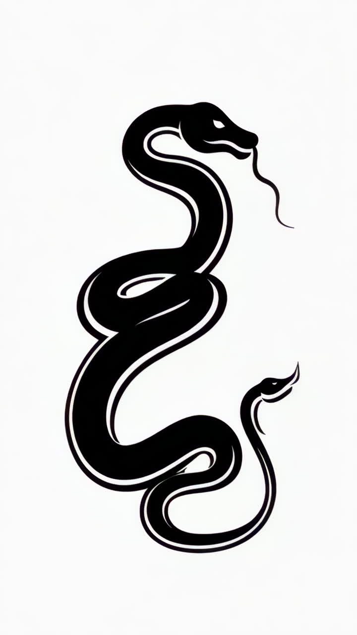 Black and White Snake Silhouette