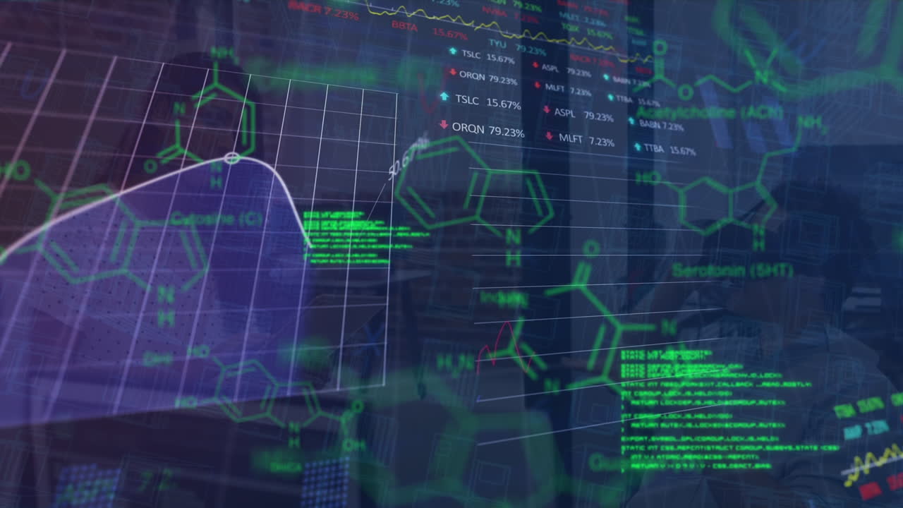 Animation of data processing over diverse business people talking