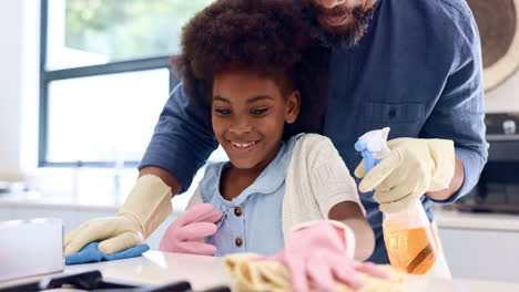limpieza, padre e hijo en el aprendizaje de la casa