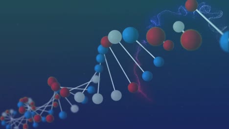 animación de una hélice de adn multicolor sobre un patrón abstracto contra un fondo negro