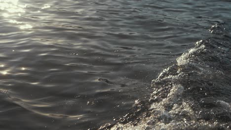 Sunlight-glistens-across-water-near-boats-wake