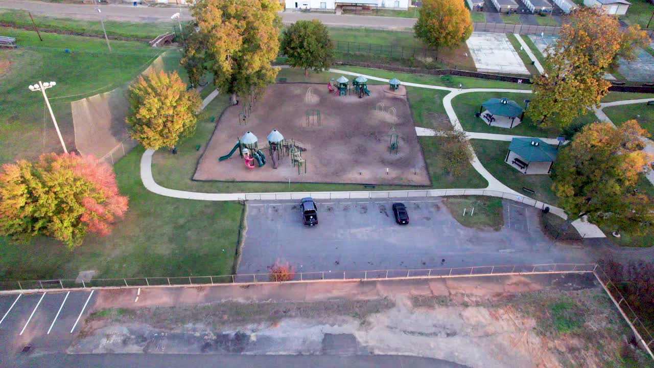 Aerial footage of City Park in Marshall, Texas