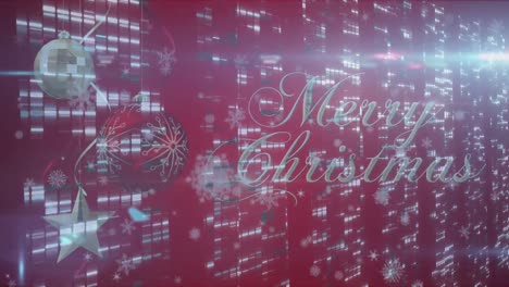 animation of merry christmas text over christmas decorations