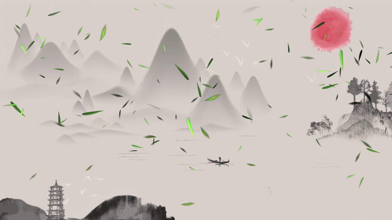 Serene East Asian Landscape Painting