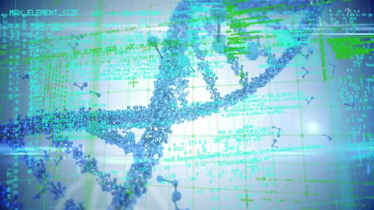Animation of dna strand over data processing
