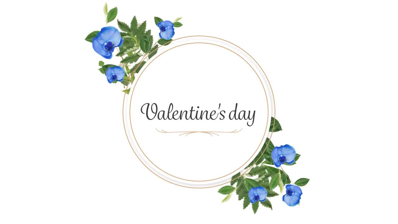 Animation of Valentine's Day with flowers on white background