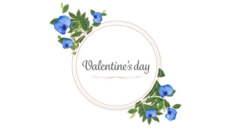 Animation-of-Valentine's-Day-with-flowers-on-white-background