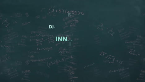 animation of brain with texts over mathematical equations on black background