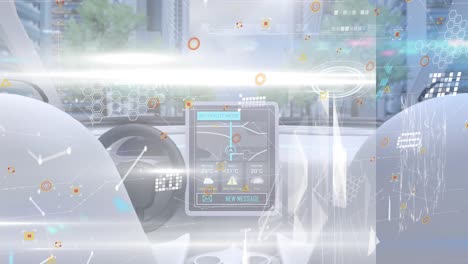 animation of data processing over car interior