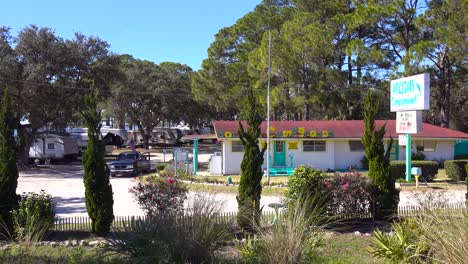 establishing shot of a holiday campground