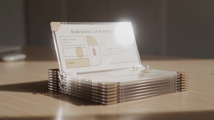Acrylic Flip Display Stand Opening and Closing on Office Desk