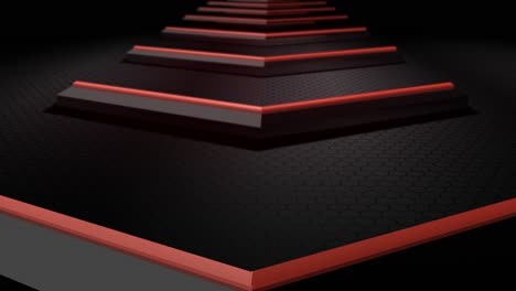 abstract geometric steps with red lights
