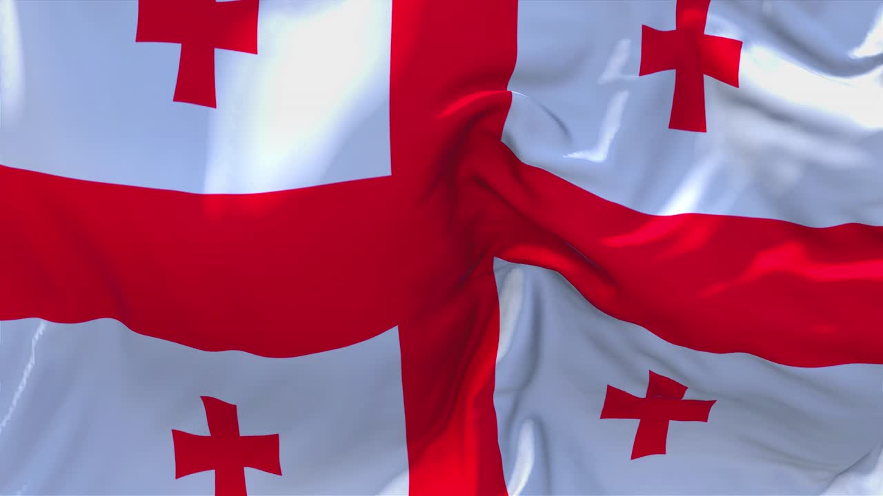 116 georgia flag waving in wind slow motion animation 4k realistic fabric texture flag smooth