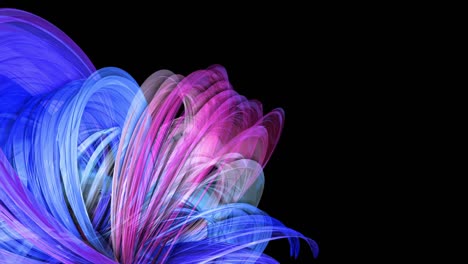 abstract multicolored transparent ribbons move around on a black background. motion graphics 3d looped background with red blue ribbons. luma matte as alpha channel. 28